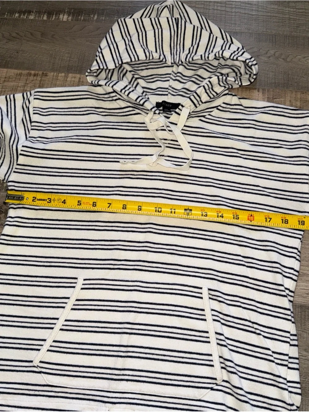 Women’s Striped Hooded Pullover Sweatshirt - White & Navy XS